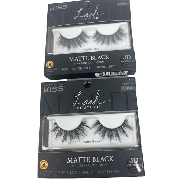 2 KISS Lash Couture Matte Black Faux Mink Collection 3D Volume Lashes 83145 NEW - Picture 1 of 3